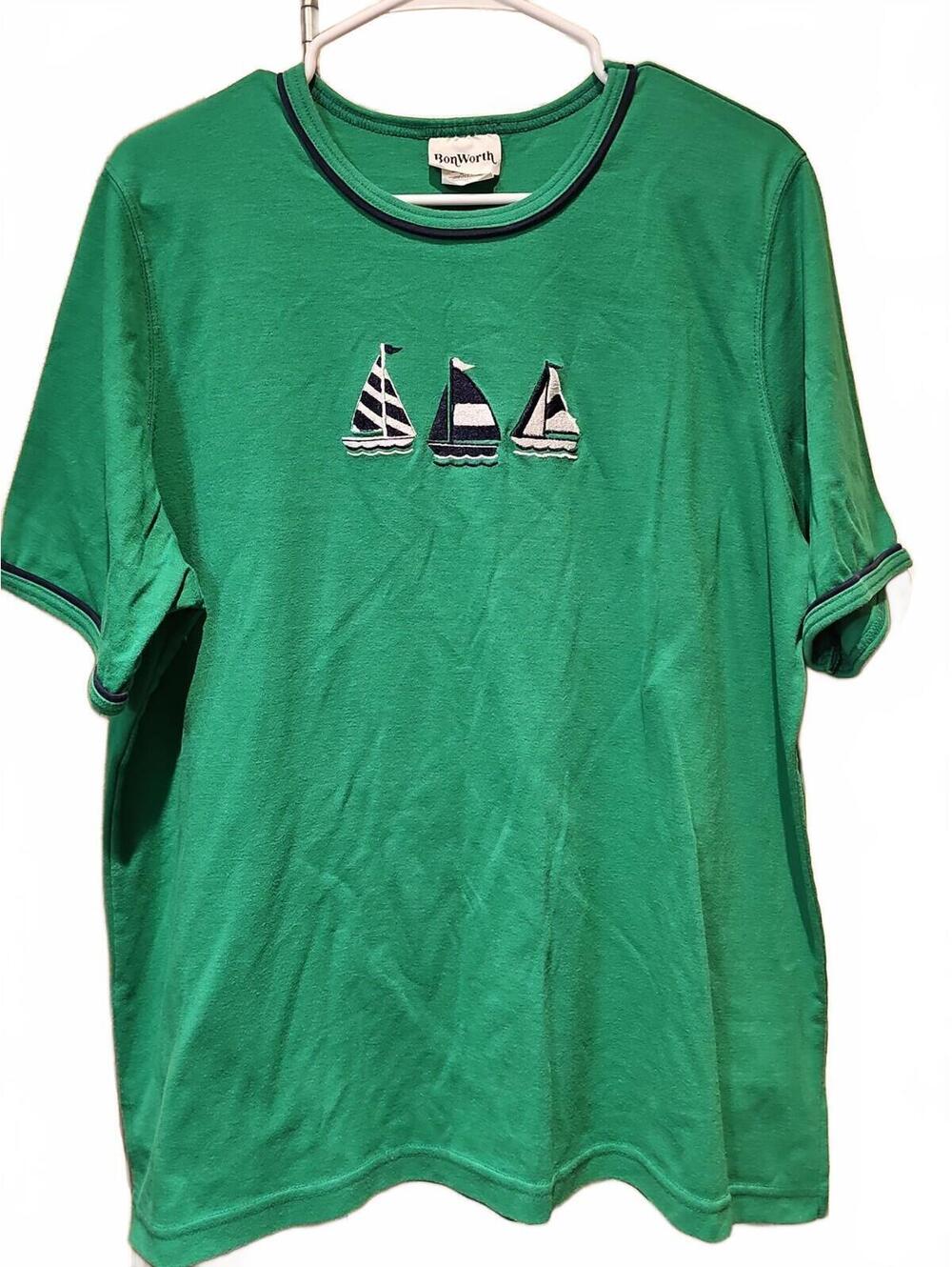 Bonworth Nautical Women's Sail Boat Tshirt XLarge Vintage